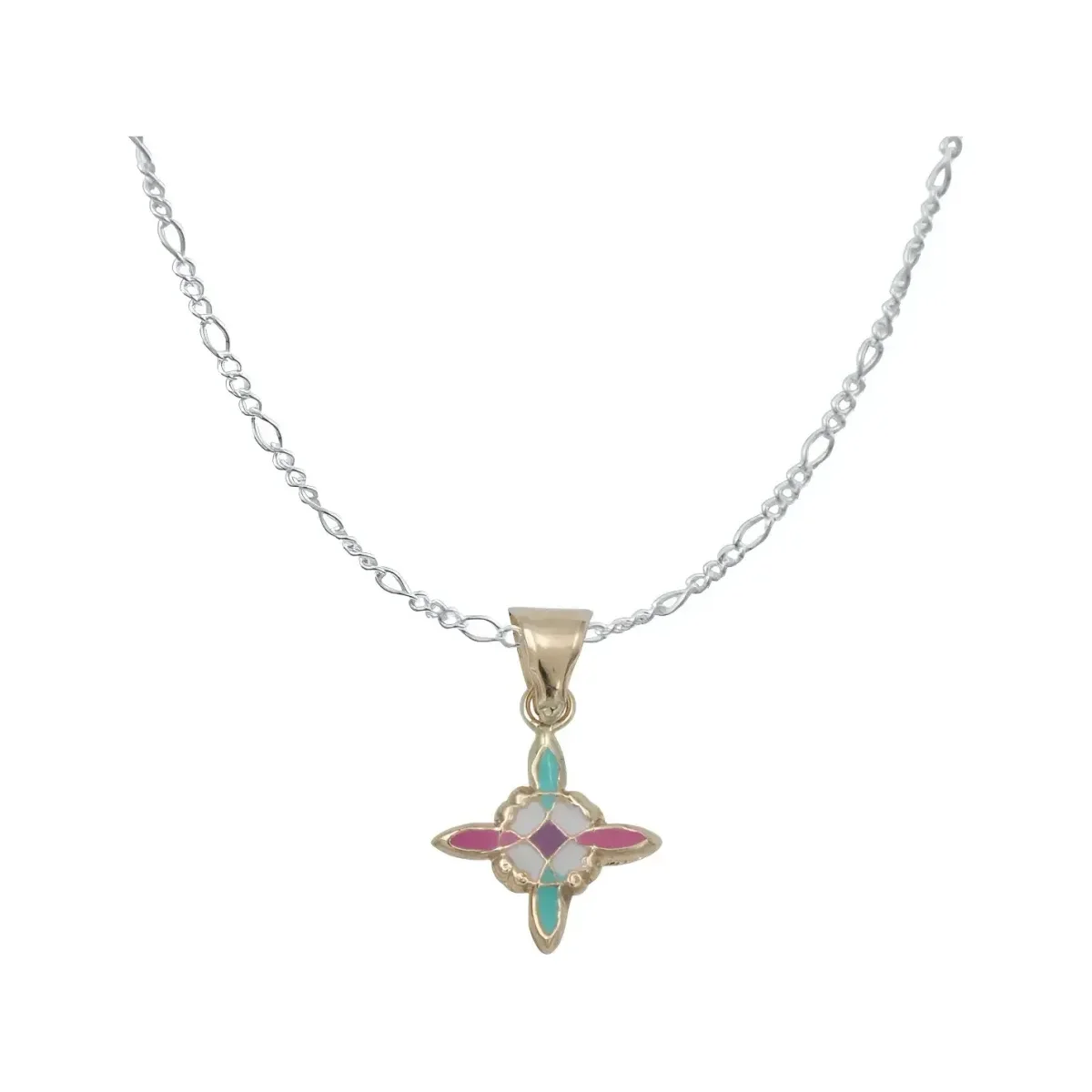 Dije Nudo de Bruja Oro 10k esmaltado Rosa, Cadena Plata .925. Collar de protección, joyería mística artesanal mexicana, joyer