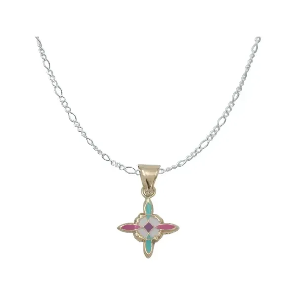 Dije Nudo de Bruja Oro 10k Esmaltado Rosa con Cadena Plata .925 - Imagen 1
