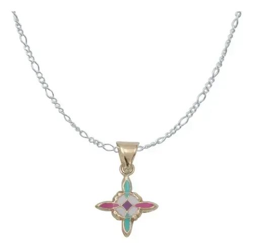Dije Nudo de Bruja Oro 10k Esmaltado Rosa con Cadena Plata .925 - Imagen 1