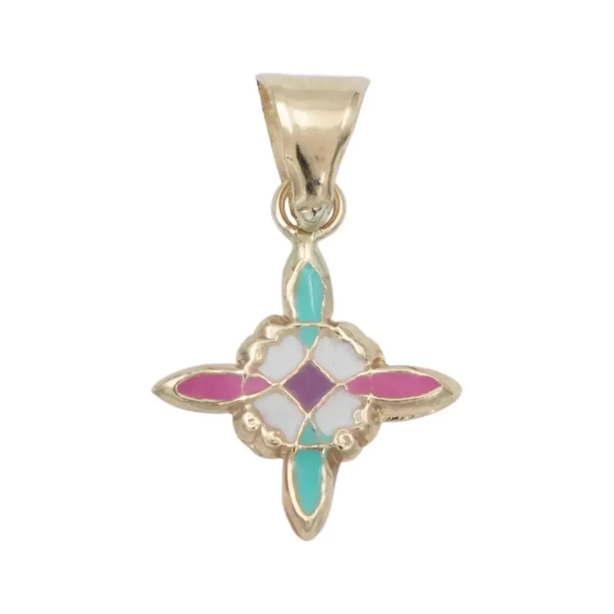 Dije Nudo de Bruja Oro 10k Esmaltado Rosa con Cadena Plata .925 - Imagen 2