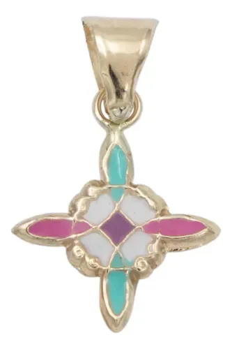 Dije Nudo de Bruja Oro 10k Esmaltado Rosa con Cadena Plata .925 - Imagen 2