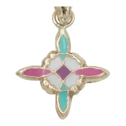 Dije Nudo de Bruja Oro 10k Esmaltado Rosa con Cadena Plata .925 - Imagen 3