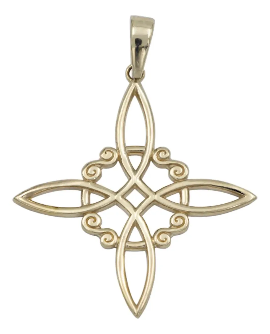 Dije Nudo de Bruja Oro 10k liso mediano - Amuleto de protección para hombre y mujer Joyaris.