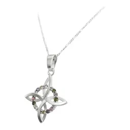 Dije Nudo de Bruja Plano Plata 925 con Zirconias Multicolor - Imagen 2