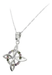 Dije Nudo de Bruja Plano Plata 925 con Zirconias Multicolor - Imagen 2