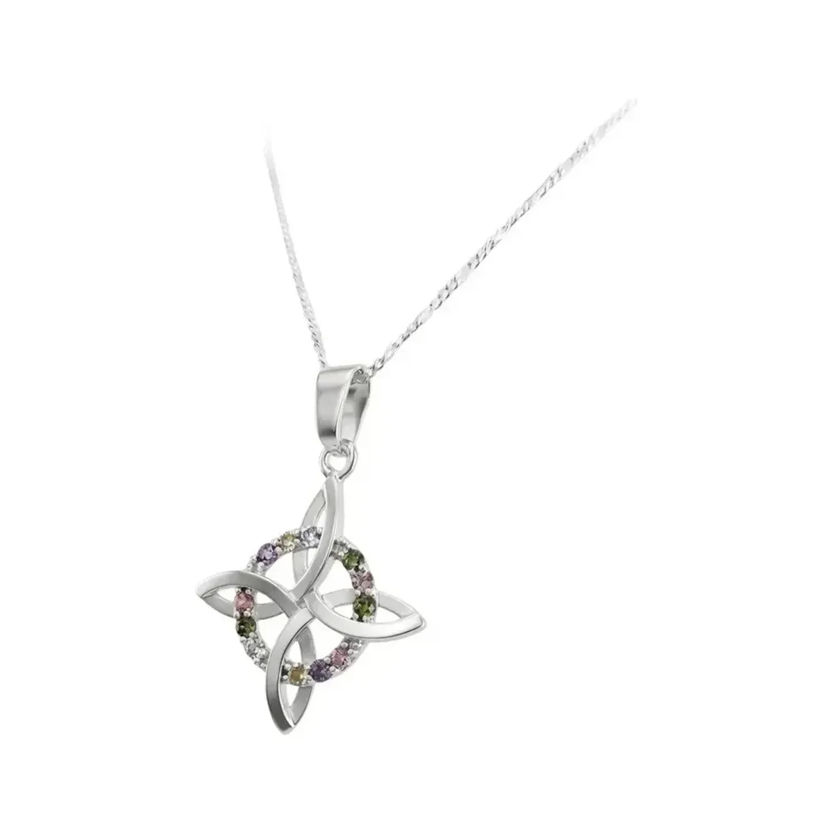 Dije Nudo de Bruja Plano Plata 925 con Zirconias Multicolor - Imagen 2