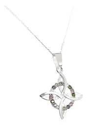 Dije Nudo de Bruja Plano Plata 925 con Zirconias Multicolor - Imagen 3