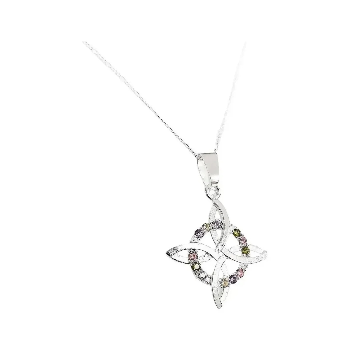 Dije Nudo de Bruja Plano Plata 925 con Zirconias Multicolor - Imagen 3