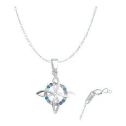 Dije Nudo de Bruja Plano Plata 925 con Zirconias Rosas - Imagen 1