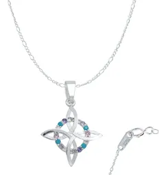 Dije Nudo de Bruja Plano Plata 925 con Zirconias Rosas - Imagen 1