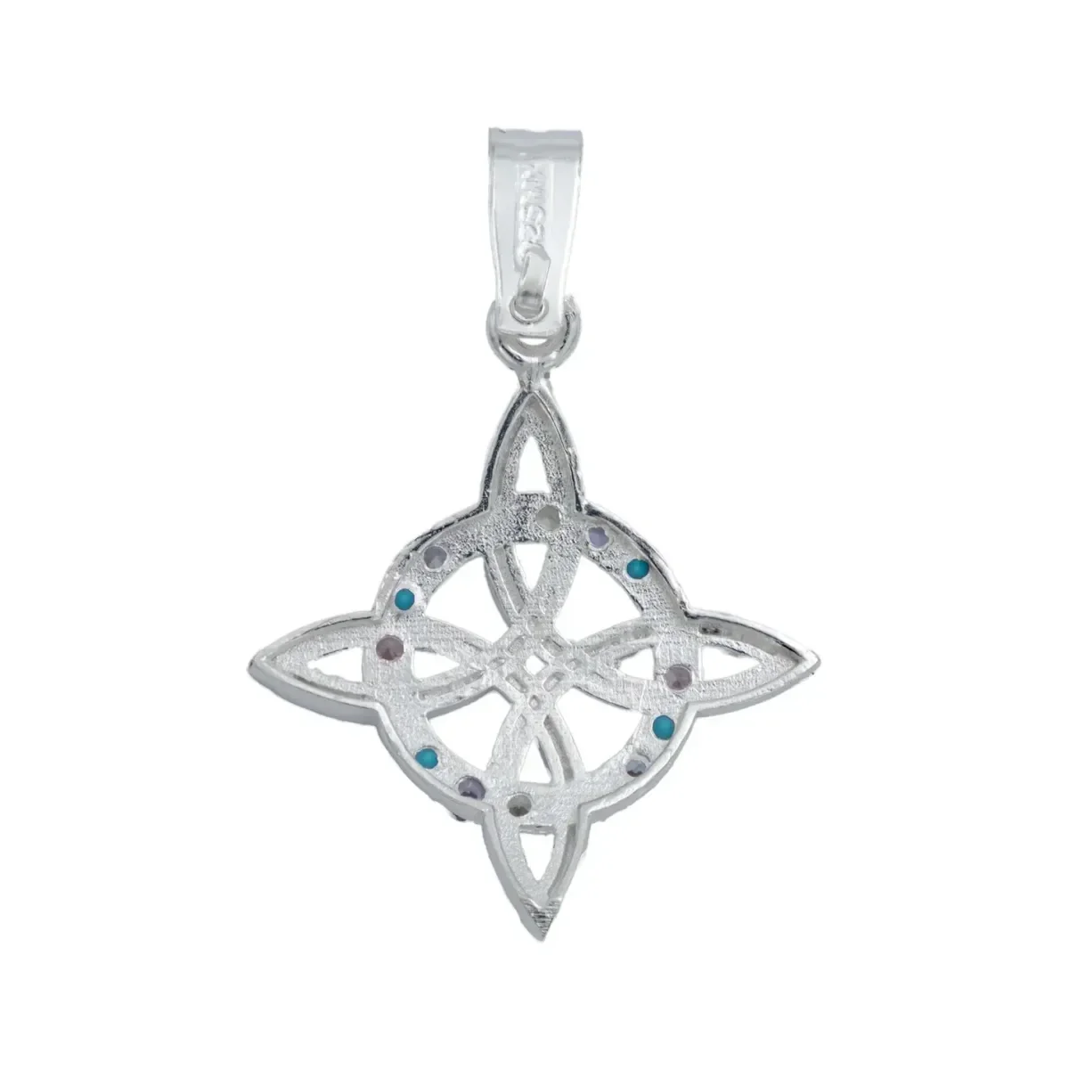Dije Nudo de Bruja Plano Plata 925 con Zirconias Rosas - Imagen 4