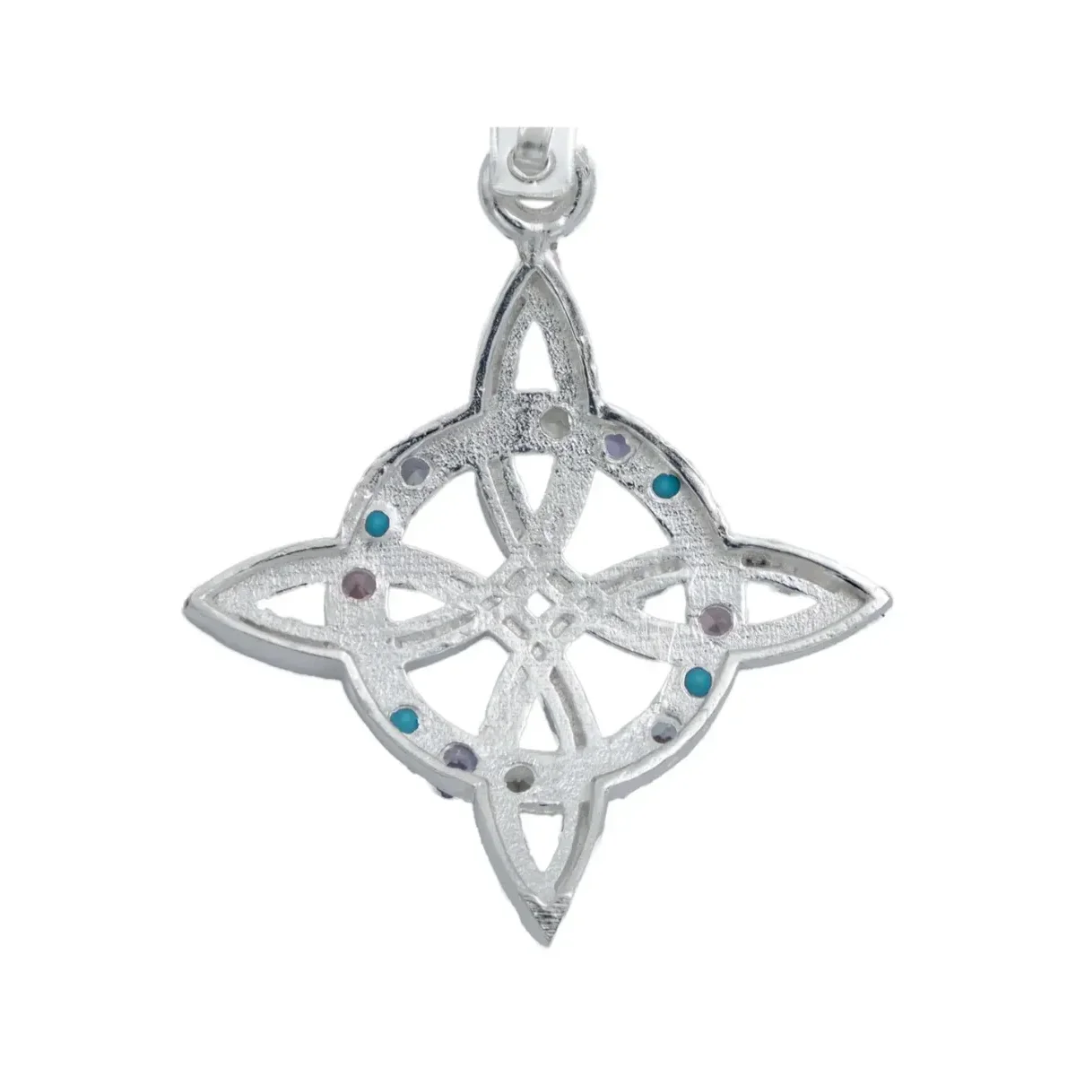 Dije Nudo de Bruja Plano Plata 925 con Zirconias Rosas - Imagen 5