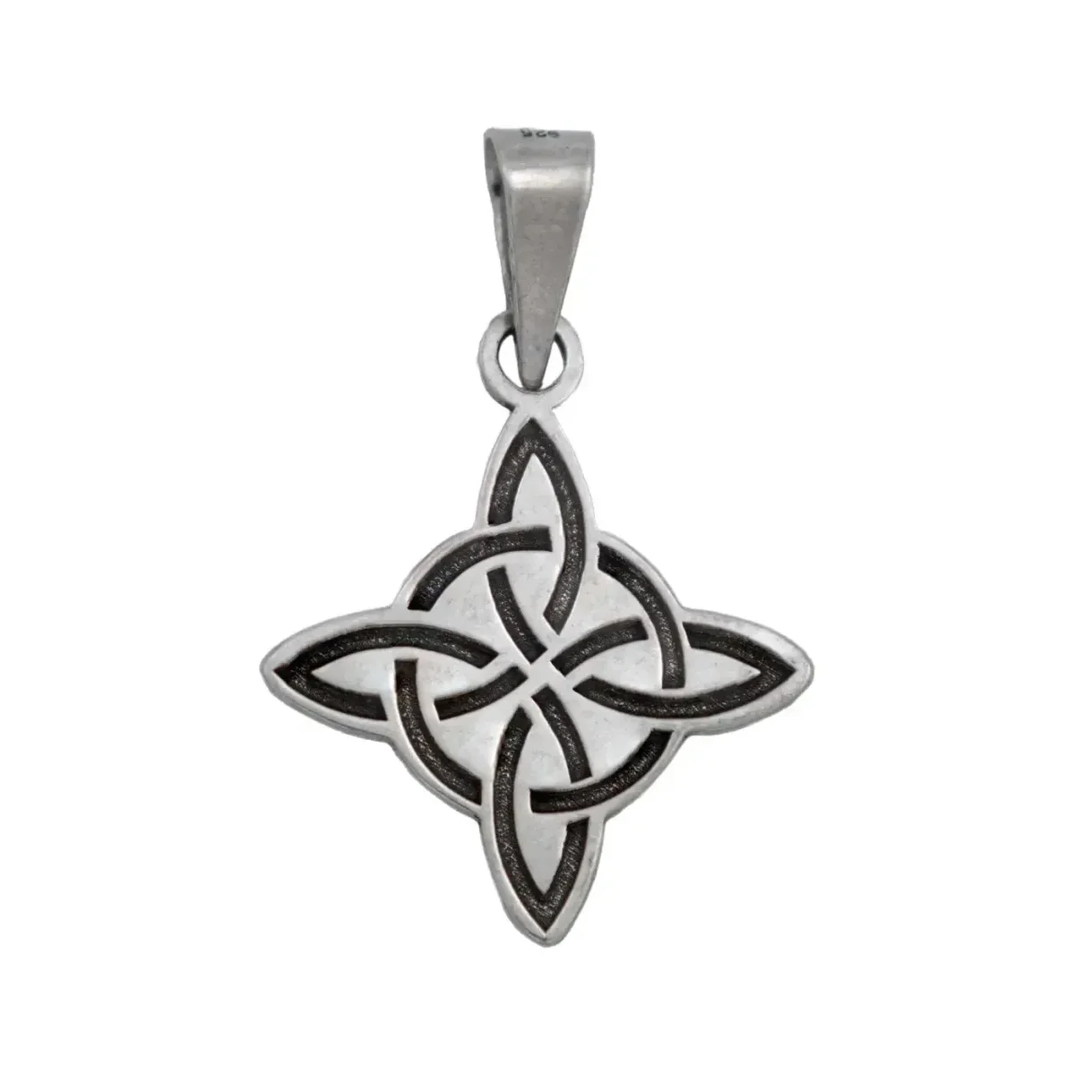 Dije Nudo de Bruja Plata .925 Celta, pulido brillante. Amuleto de protección mística, joyería esotérica artesanal mexicana.