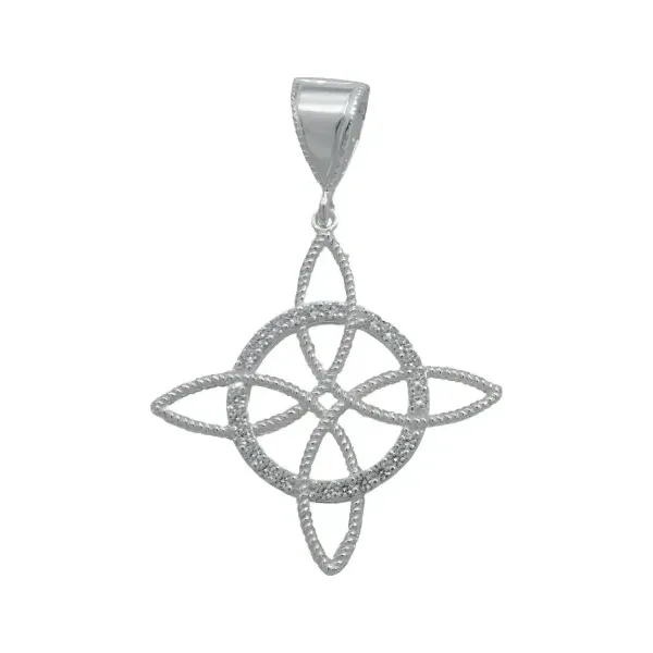 Dije Nudo de Bruja Plata 925 con Zirconia Amuleto de Protección - Imagen 1