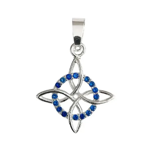 Dije Nudo de Bruja Plata 925 con Zirconia Azul - Imagen 1