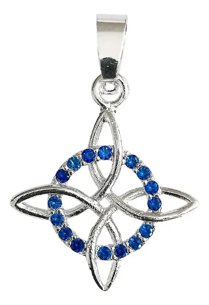 Dije Nudo de Bruja Plata 925 con Zirconia Azul - Imagen 1