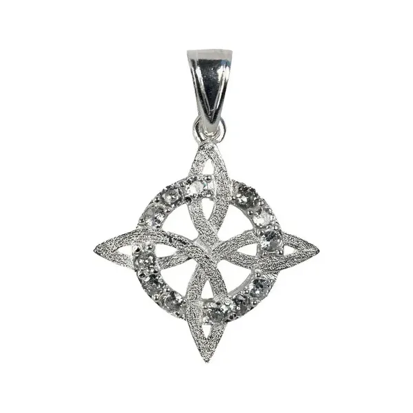 Dije Nudo de Bruja Plata 925 con Zirconia Blanca Grande - Imagen 1
