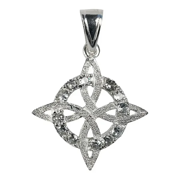 Dije Nudo de Bruja Plata 925 con Zirconia Blanca Grande - Imagen 1