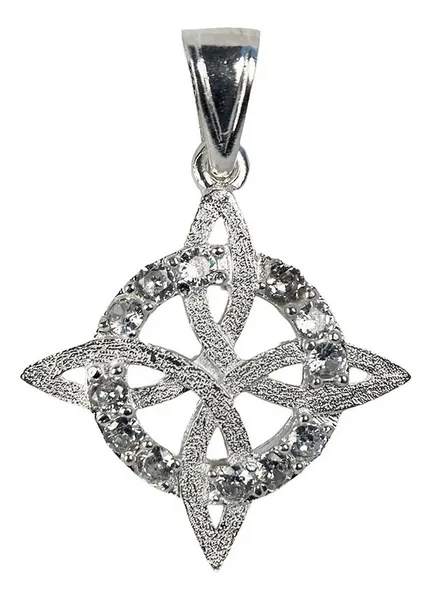 Dije Nudo de Bruja Plata 925 con Zirconia Blanca Grande - Imagen 1
