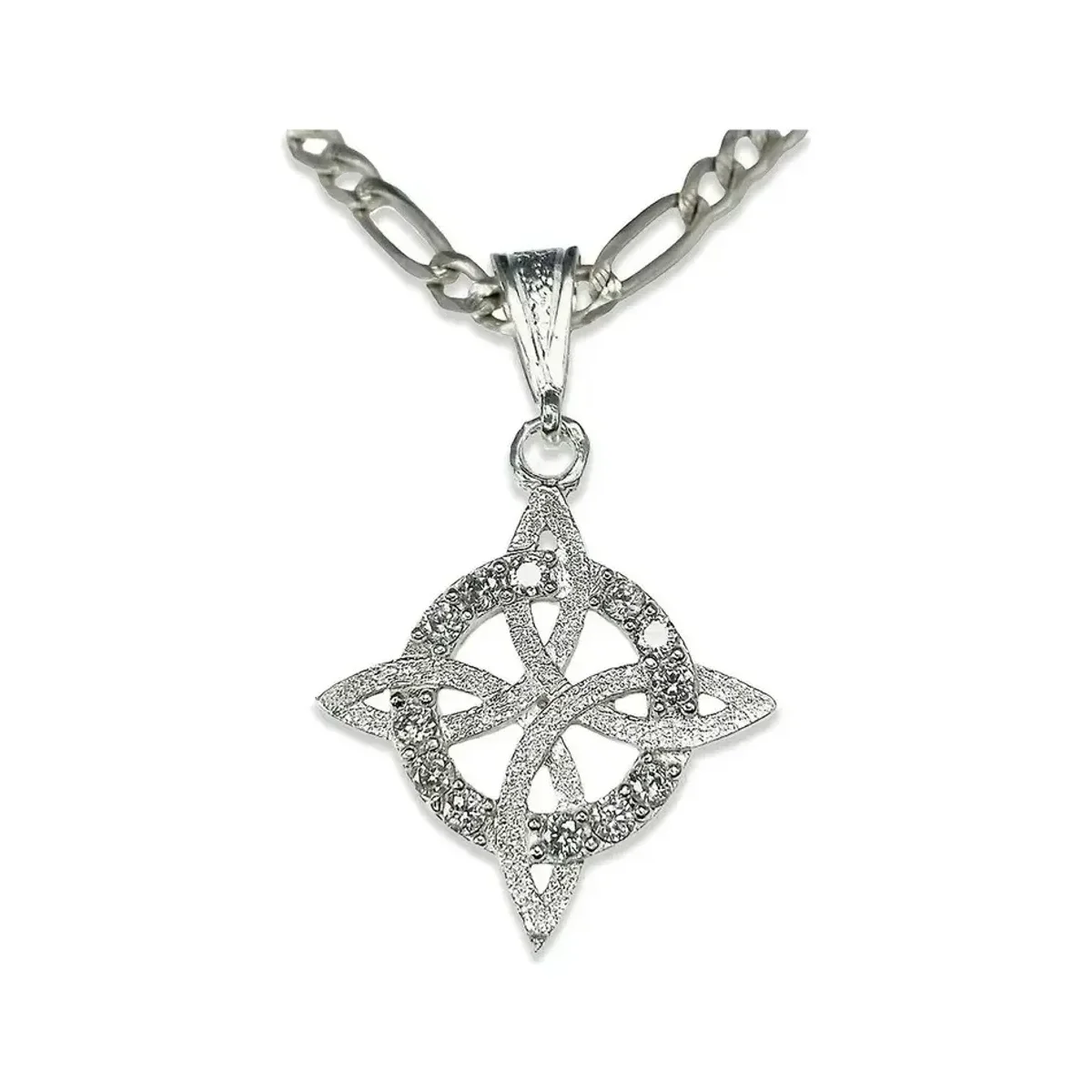 Dije Nudo de Bruja Plata 925 con Zirconia Blanca Grande - Imagen 2