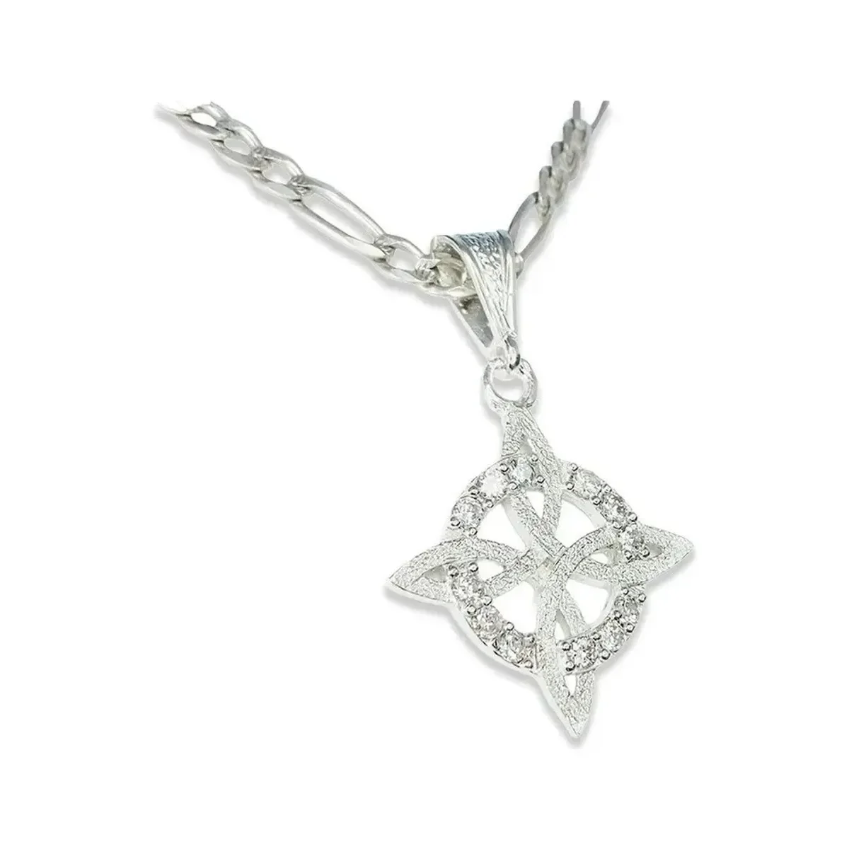 Dije Nudo de Bruja Plata 925 con Zirconia Blanca Grande - Imagen 4