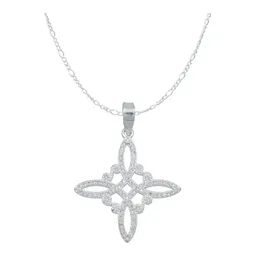 Dije Nudo de Bruja Plata .925 con Zirconia Blanca y Cadena - Imagen 1