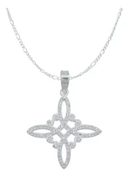 Dije Nudo de Bruja Plata .925 con Zirconia Blanca y Cadena - Imagen 1