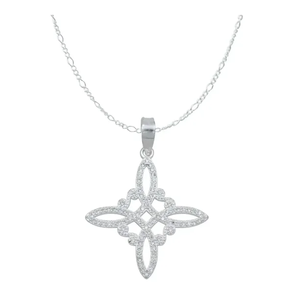 Dije Nudo de Bruja Plata .925 con Zirconia Blanca y Cadena - Imagen 1