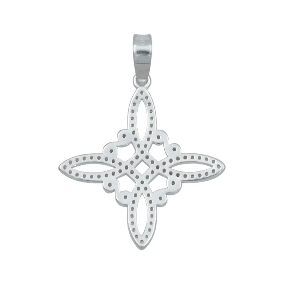 Dije Nudo de Bruja Plata .925 con Zirconia Blanca y Cadena - Imagen 4