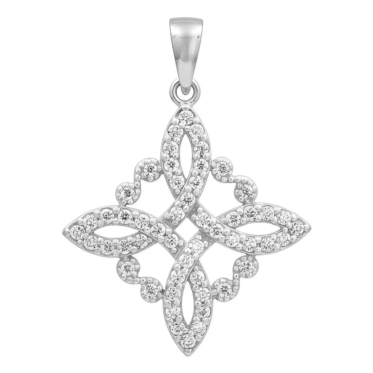 Dije Nudo de Bruja liso Plata 925 genuina, con zirconia brillante. Amuleto esotérico mexicano para protección y estilo, ideal