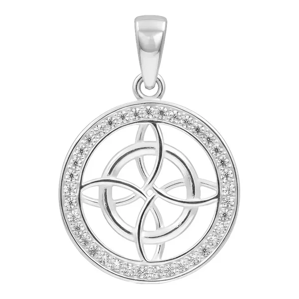 Dije Nudo de Bruja Plata 925 con Zirconia Transparente Protección - Imagen 1