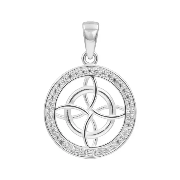 Dije Nudo de Bruja Plata 925 con Zirconia Transparente Protección - Imagen 1