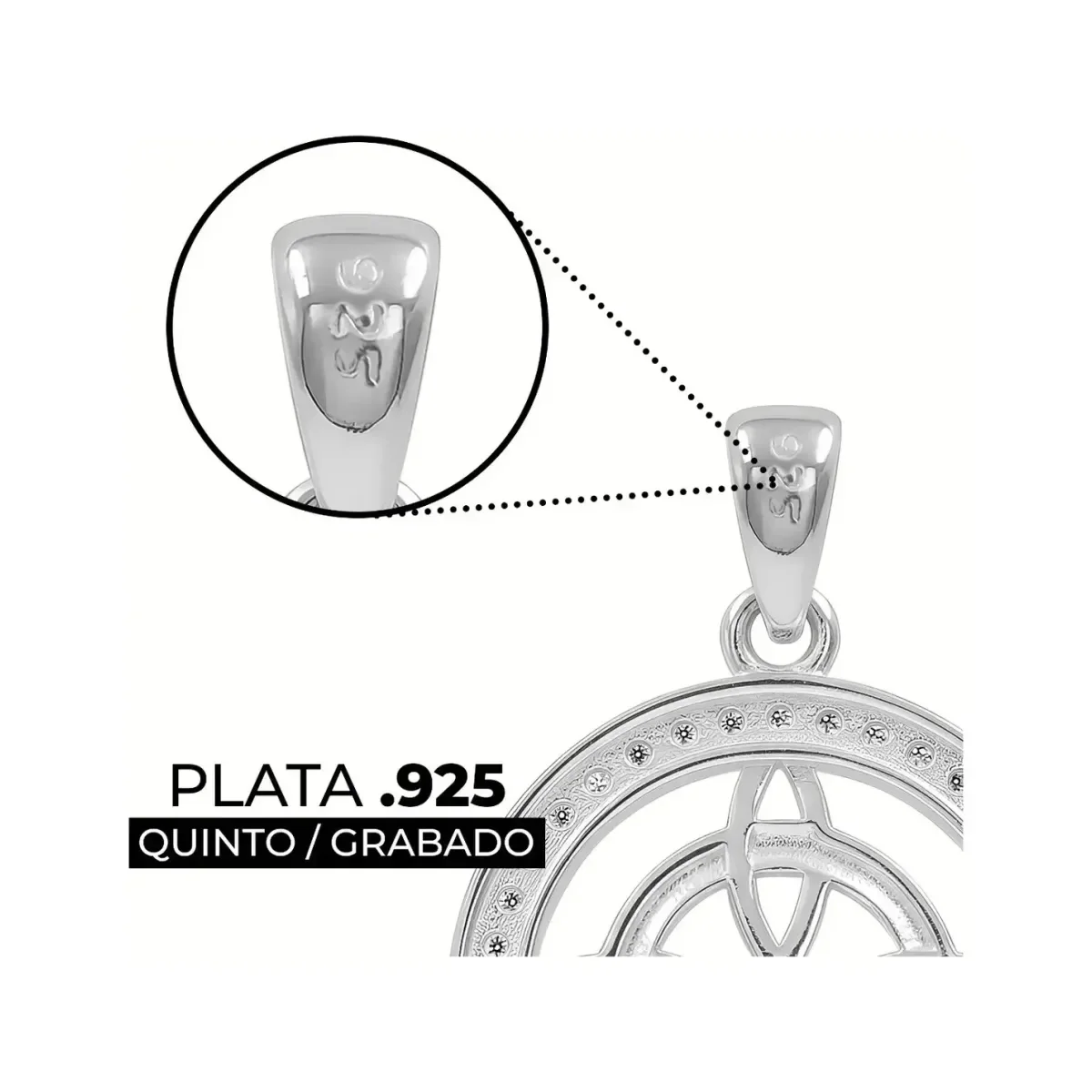 Dije Nudo de Bruja Plata 925 con Zirconia Transparente Protección - Imagen 3