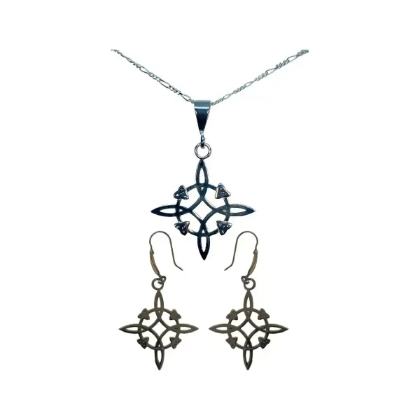 Dije Nudo de Bruja Plata 925 con Zirconia y Cadena Marinera - Imagen 1