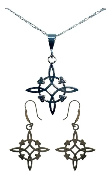 Dije Nudo de Bruja Plata 925 con Zirconia y Cadena Marinera - Imagen 1