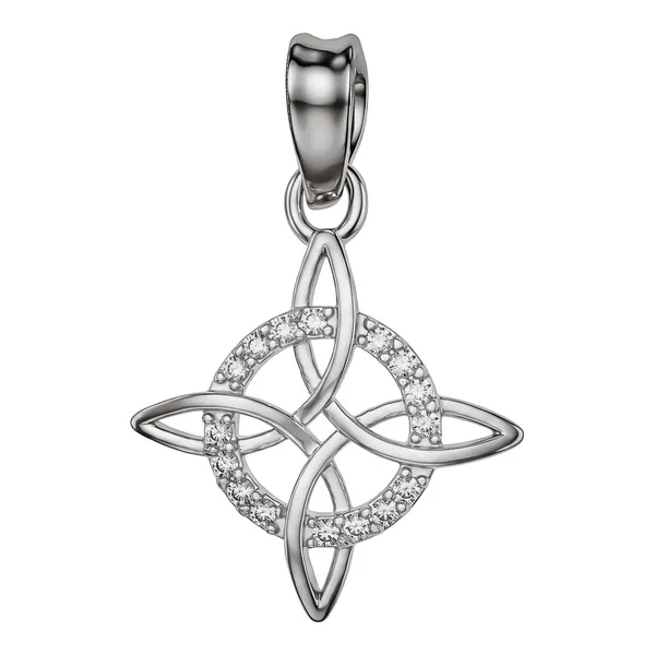 Dije nudo de bruja en plata ley .925 con zirconias incrustadas 22x17 mm - Joyaris joyería fina mexicana