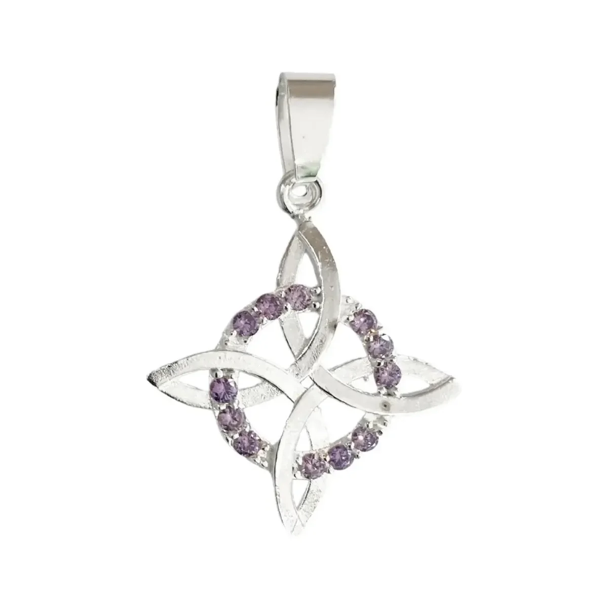 Dije Nudo de Bruja Plata .925 con Zirconias Azules. Colgante mágico artesanal, joyería espiritual mexicana, talismán protecto