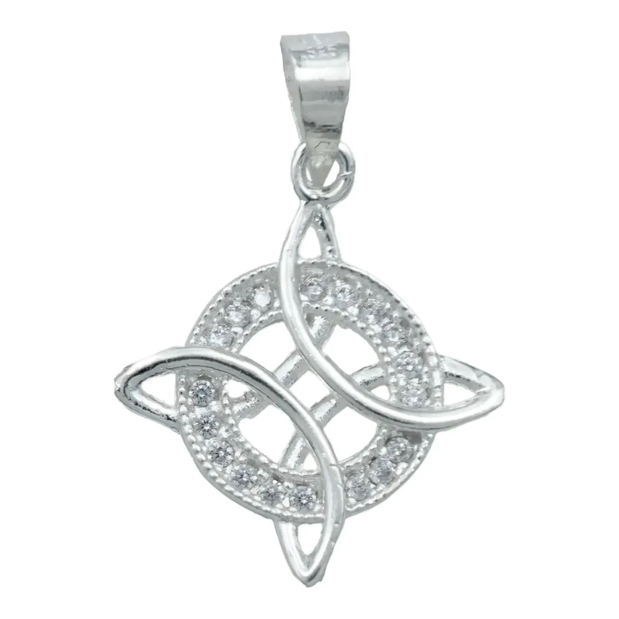 Dije nudo de bruja original de plata .925 con zirconias blancas brillantes, amuleto celta y talismán contra envidias mujer