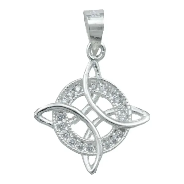 Dije Nudo de Bruja Plata 925 con Zirconias Blancas - Imagen 1
