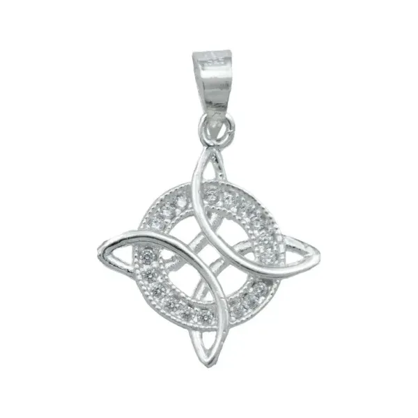 Dije Nudo de Bruja Plata 925 con Zirconias Blancas - Imagen 1