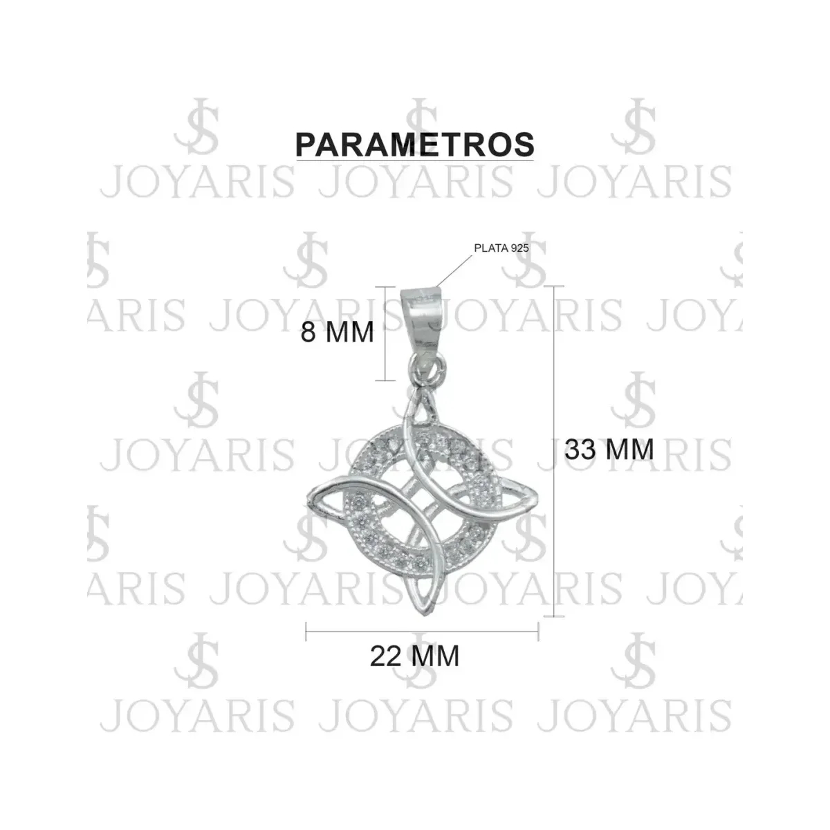 Dije Nudo de Bruja Plata 925 con Zirconias Blancas - Imagen 4