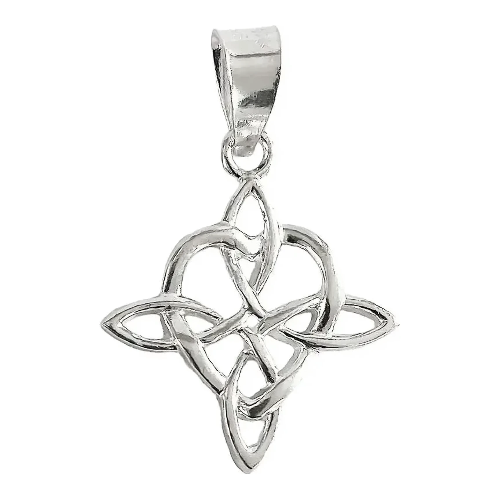 Dije nudo de bruja original en plata ley 925 acabado liso plateado con corazón celta amuleto wicca protección contra envidias
