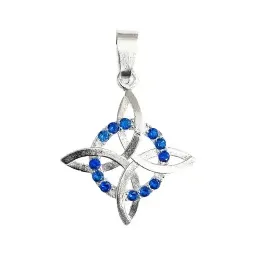 Dije Nudo de Bruja Plata 925 Plano Zirconia Azul - Imagen 1