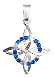 Dije Nudo de Bruja Plata 925 Plano Zirconia Azul - Imagen 1