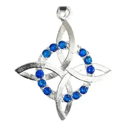 Dije Nudo de Bruja Plata 925 Plano Zirconia Azul - Imagen 2