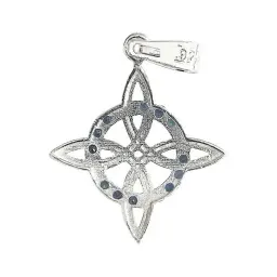 Dije Nudo de Bruja Plata 925 Plano Zirconia Azul - Imagen 3