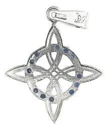 Dije Nudo de Bruja Plata 925 Plano Zirconia Azul - Imagen 3