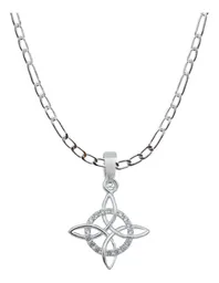 Dije Nudo de Bruja Plata 925 Zirconia con Cadena Figaro 3x1 - Imagen 1