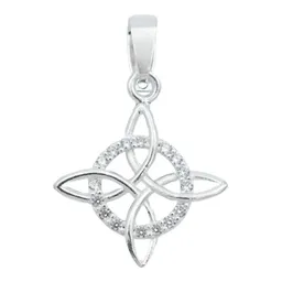 Dije Nudo de Bruja Plata 925 Zirconia con Cadena Figaro 3x1 - Imagen 2