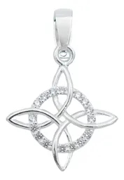 Dije Nudo de Bruja Plata 925 Zirconia con Cadena Figaro 3x1 - Imagen 2